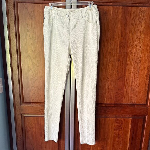 Eric White Snake Textured Fabric Dress Pants - Picture 1 of 4
